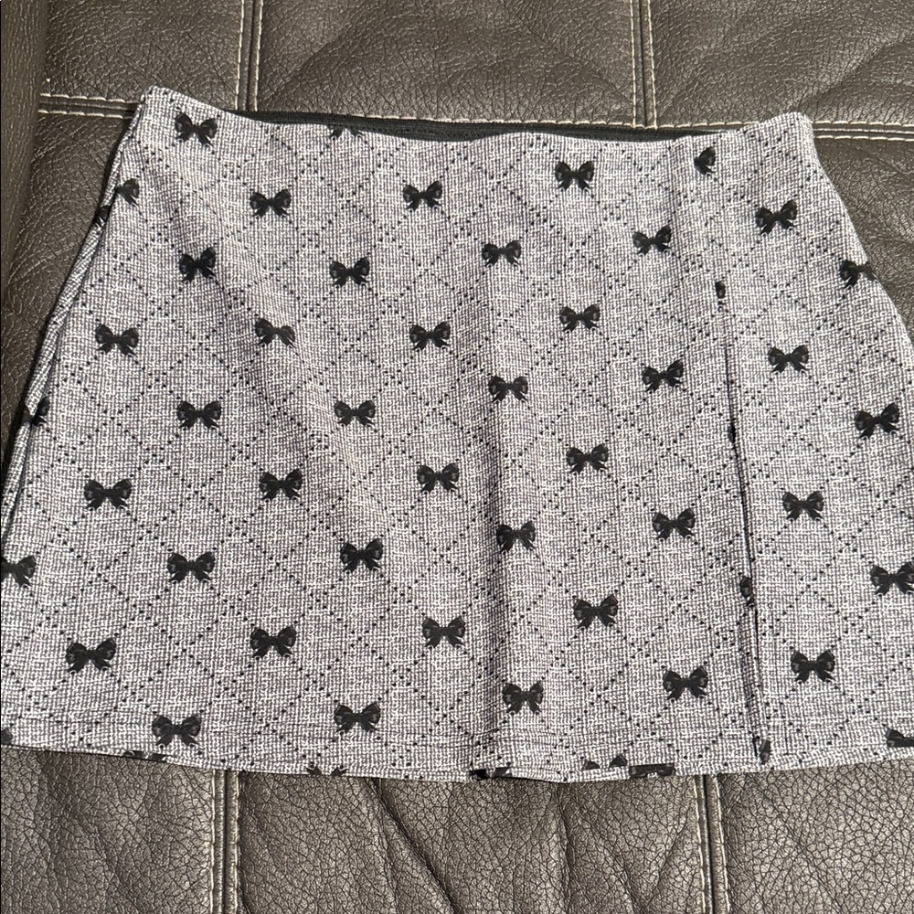 Gray Butterfly-Print Mini Skirt